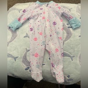 Under Armour zip up girl onesie covering feet! Size 0-3 months.